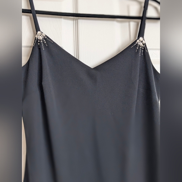 Ann Taylor Loft Women's Beaded Sleeves Slip Dress Black Size 12 - Picture 2 of 8